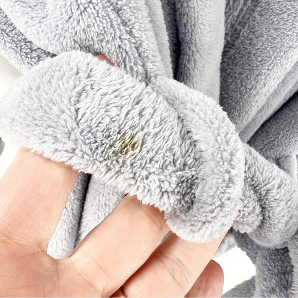 ✅ VICTORIA'S SECRET GREY/PINK/CREAM COZY ROBE WITH SASH SIZE LARGE - Picture 6 of 7